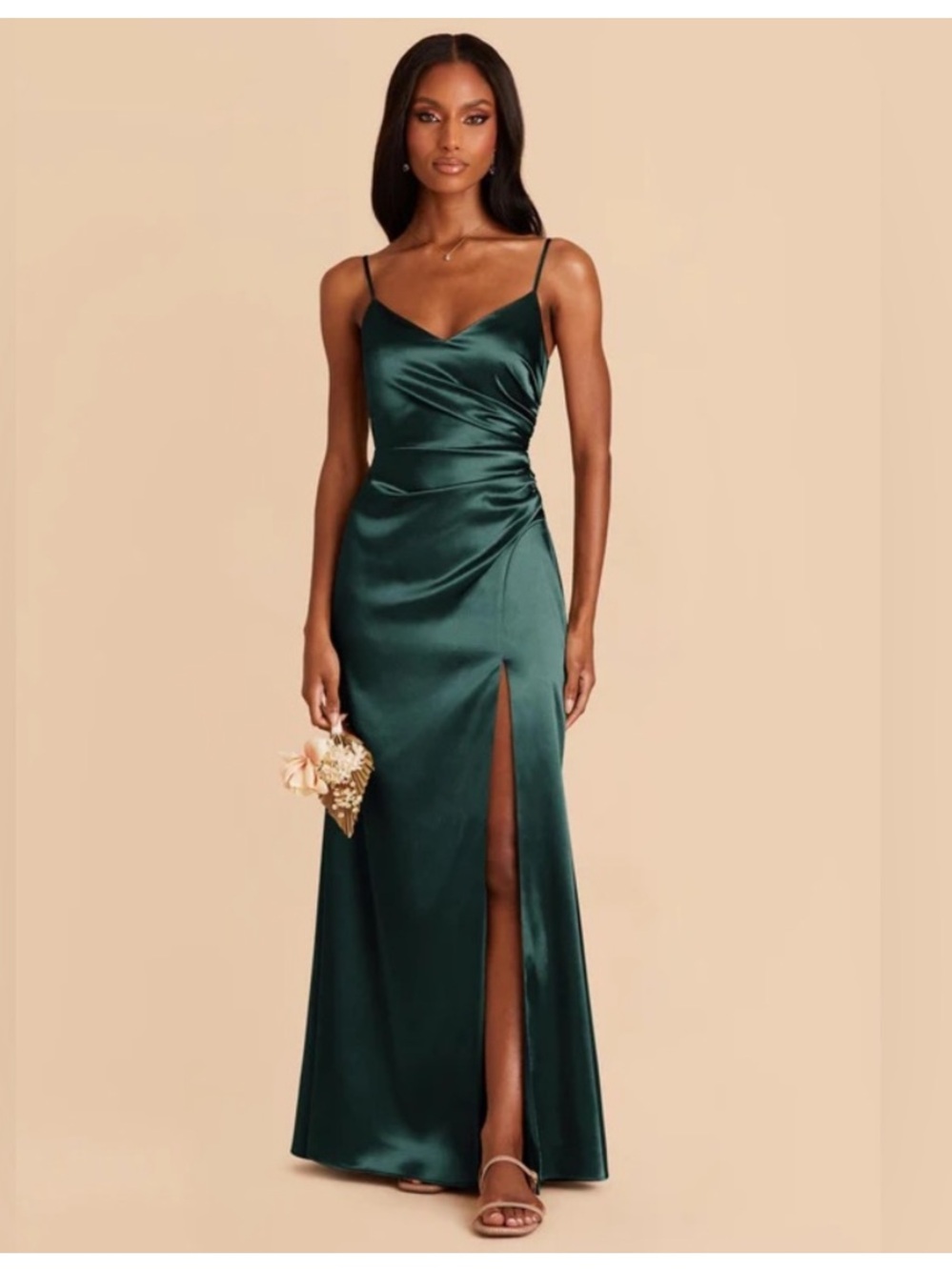 Catherine Shiny Satin Dress (Emerald)